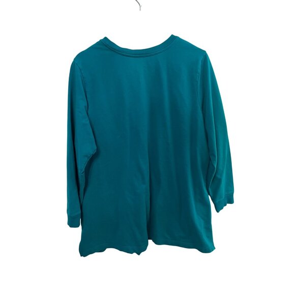 D&Co Active Teal 3/4 Sleeve Top Relaxed Fit Lightweight Stretch Shirt Women's 1x - Picture 5 of 5